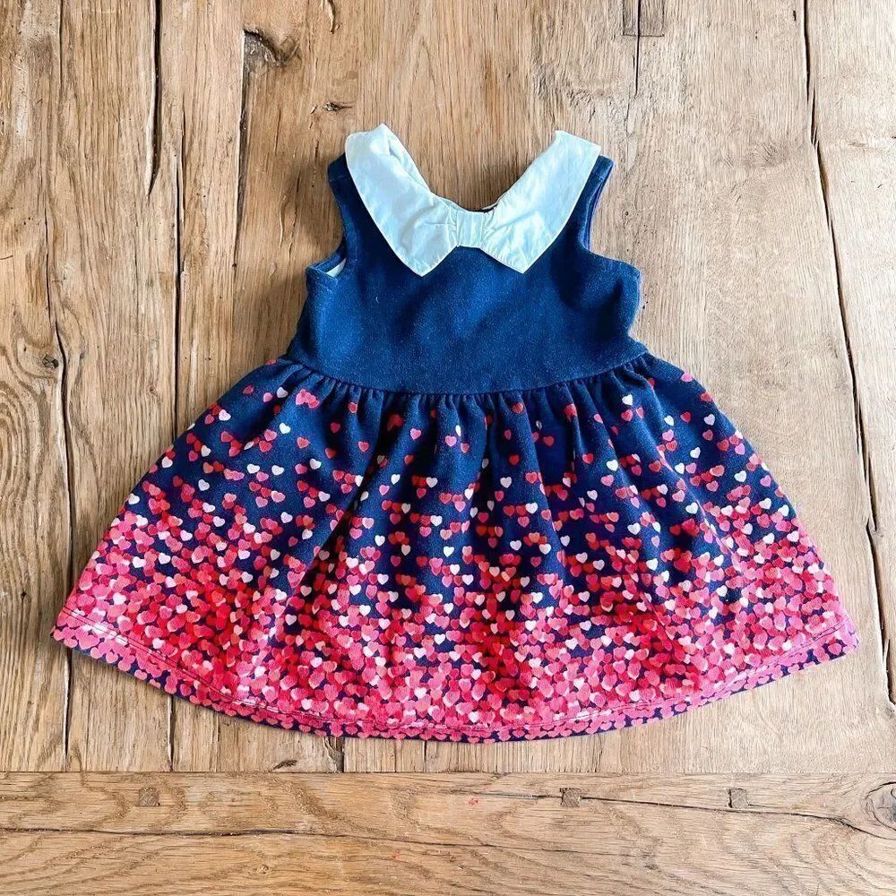Janie & Jack Collared Confetti Heart Dress, Size 6-12M